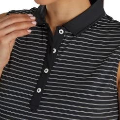 FootJoy Women's Sleeveless Pinstripe Polo -Golf Club footjoy womens sleeveless pinstripe polo black 04 66089.1633122943