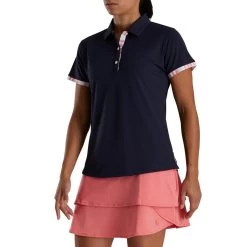 FootJoy Women's Watercolor Trim Polo -Golf Club footjoy womens watercolor trim polo navy 02 28703.1676593851