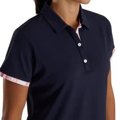 FootJoy Women's Watercolor Trim Polo -Golf Club footjoy womens watercolor trim polo navy 04 47523.1676589546