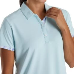 FootJoy Women's Watercolor Trim Polo -Golf Club footjoy womens watercolor trim polo sky 04 43406.1676581146