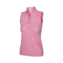 Greg Norman Women's Heathered Dot Sleeveless Polo -Golf Club greg norman womens heathered dot sleeveless polo coral guava 01 38371.1651765028
