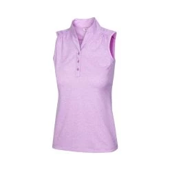 Greg Norman Women's Heathered Dot Sleeveless Polo -Golf Club greg norman womens heathered dot sleeveless polo primrose 01 02980.1651765028