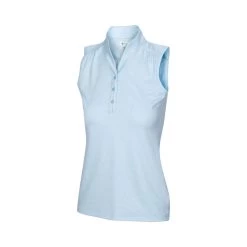 Greg Norman Women's Heathered Dot Sleeveless Polo -Golf Club greg norman womens heathered dot sleeveless polo pure aqua 01 03522.1651765028