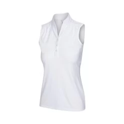 Greg Norman Women's Heathered Dot Sleeveless Polo -Golf Club greg norman womens heathered dot sleeveless polo white 01 43506.1651765028