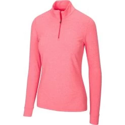 Greg Norman Women's Peached Heather 1/4 Zip -Golf Club greg norman womens peached heather 1 4 zip field poppy heather 01 01802.1633111170