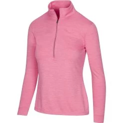 Greg Norman Women's Utility 1/2 Zip Mock -Golf Club greg norman womens utility 1 2 zip mock coral guava heather 01 25531.1671482564