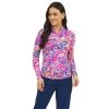 Aubrey Print Long Sleeve Mock Neck -Golf Club ibkul aubrey print long sleeve mock neck plum multi 01 97993.1676584295