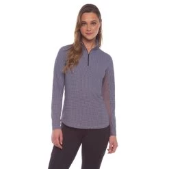 Mini Check Long Sleeve Zip Mock -Golf Club ibkul mini check long sleeve zip mock black 01 09715.1676590961