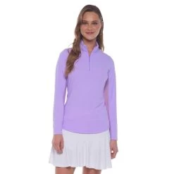 Mini Check Long Sleeve Zip Mock -Golf Club ibkul mini check long sleeve zip mock lavender 01 37379.1676583948