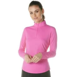 Solid Long Sleeve Mock -Golf Club ibkul solid long sleeve mock hot pink 01 96135.1633113437