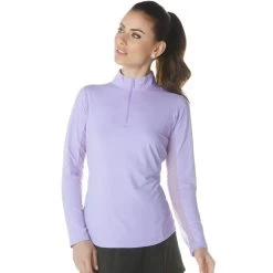 Solid Long Sleeve Mock -Golf Club ibkul solid long sleeve mock lavender 01 40355.1633113438