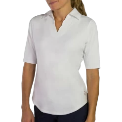 Scallop 1/2 Sleeve Polo - White