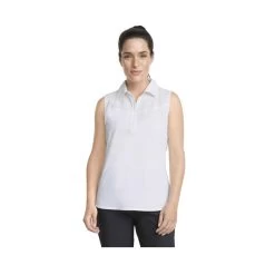Puma Women's Harding Sleeveless Polo -Golf Club puma womens harding sleeveless polo white 02 56656.1645122649