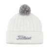 Titleist Cable Knit Pom Pom Beanie -Golf Club titleist cable knit pom pom beanie white gray 01 55044.1636747906